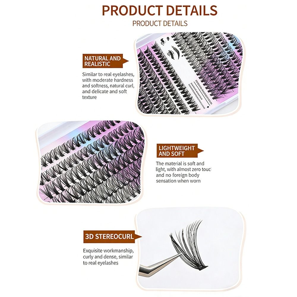 Natural Look False Eyelashes W - Eyelash Extension Cluster ulasan dan harga