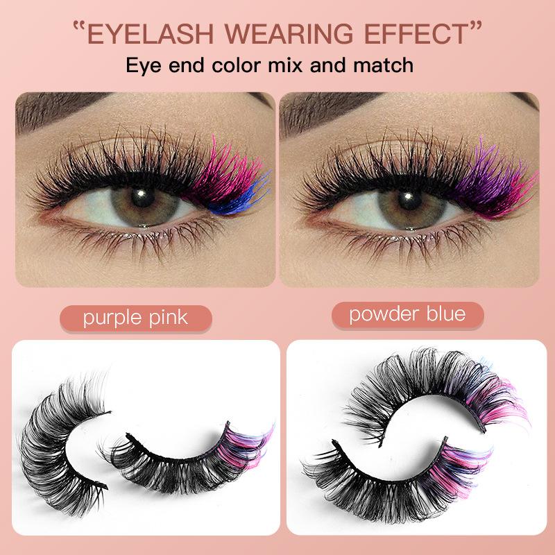 7 Pairs Colorful False Eyelash - Eyelash Extension Cluster ulasan dan harga