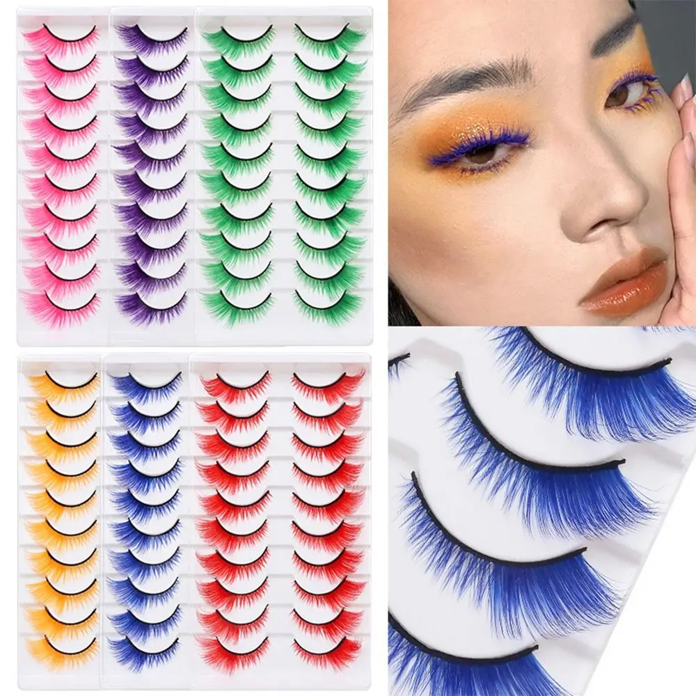 10 Pairs Dramatic Look Colored - Eyelash Extension Cat Eye ulasan dan harga