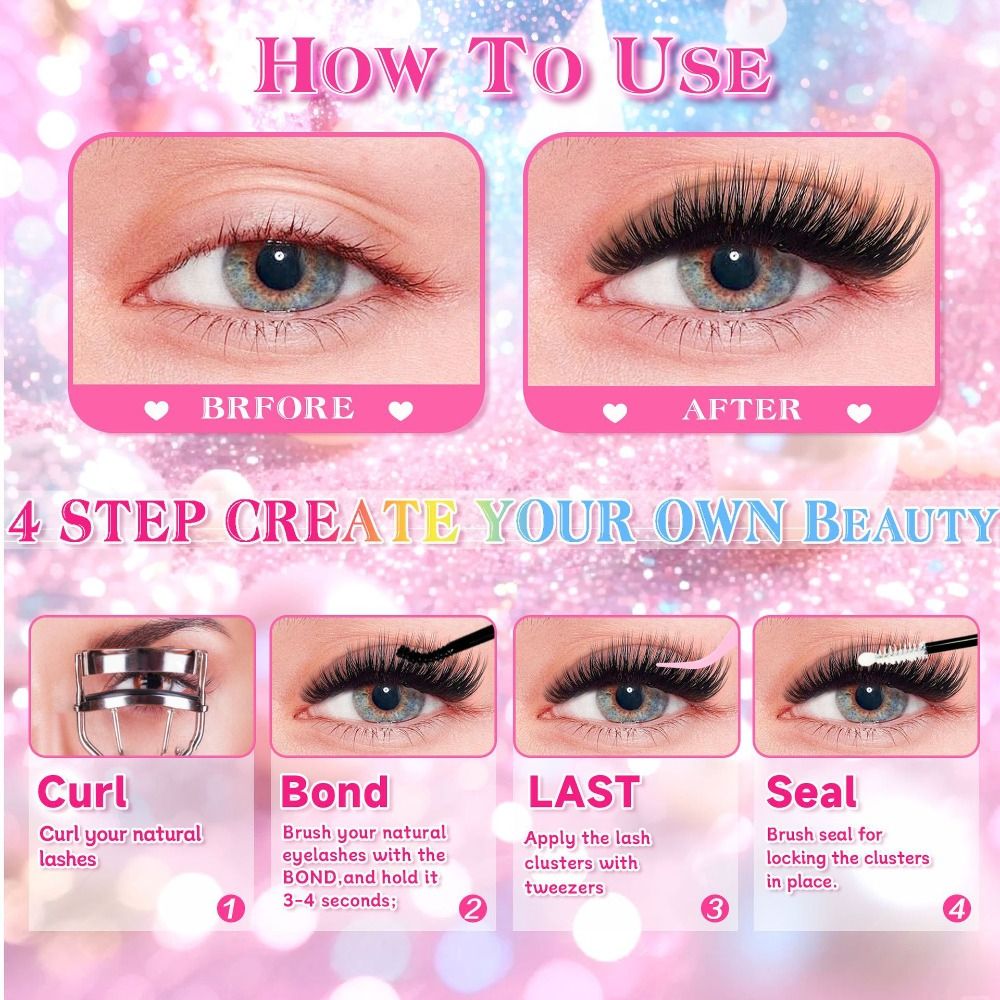 Natural Look False Eyelashes W - Eyelash Extension Cluster ulasan dan harga
