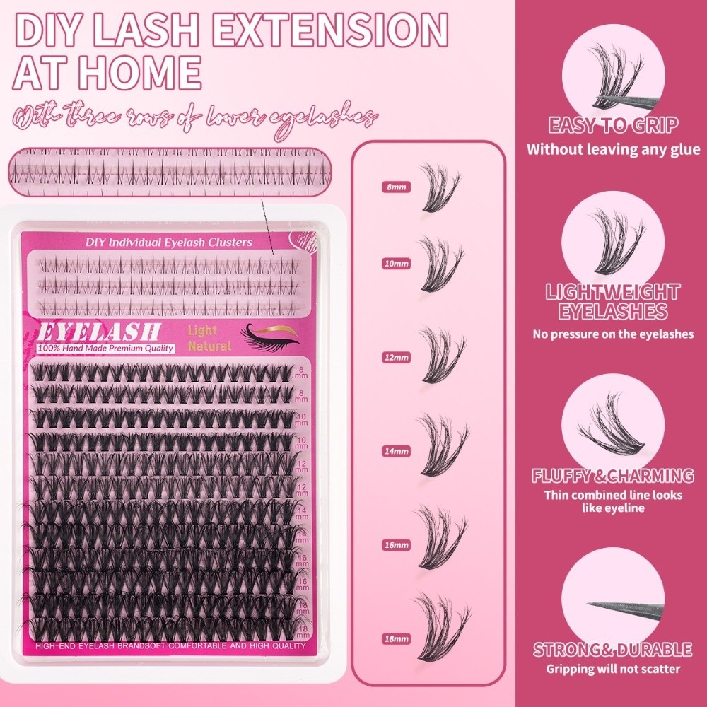 8-18mm Length False Eyelashes  - Eyelash Extension Cluster ulasan dan harga