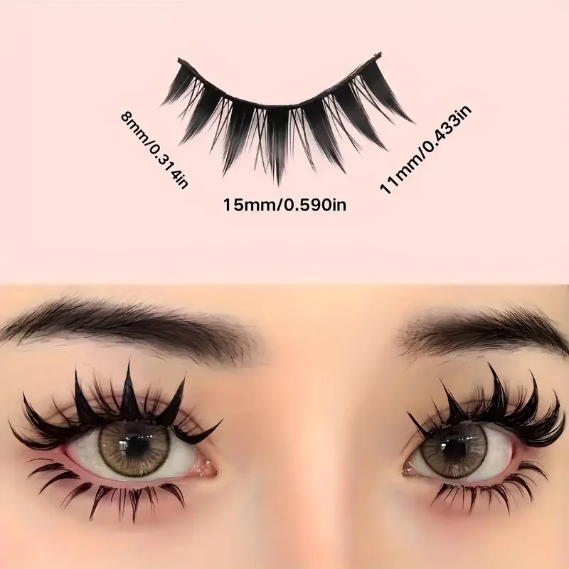 5 Pairs Manga Spiky False Eyel - Eyelash Extension Cat Eye ulasan dan harga