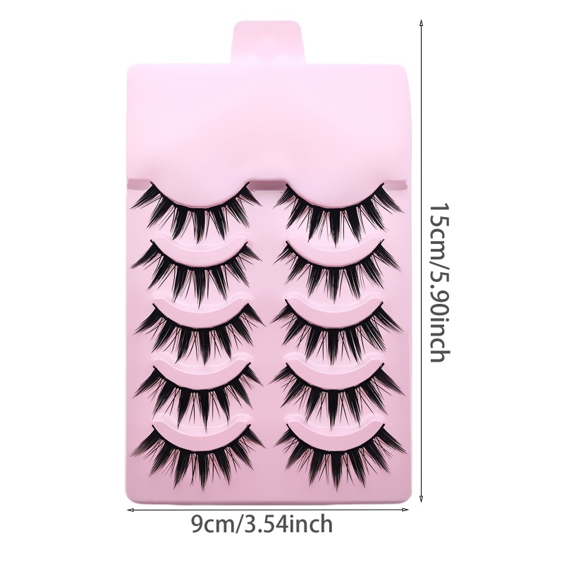 5 Pairs Manga Spiky False Eyel - Eyelash Extension Cat Eye ulasan dan harga